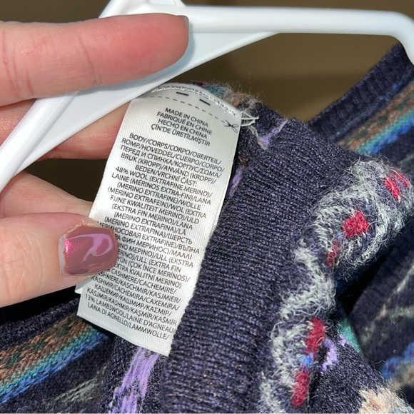 Polo Ralph Lauren Fair Isle Ruffle-Trim Jumper Sweater Large Blue - Picture 5 of 5